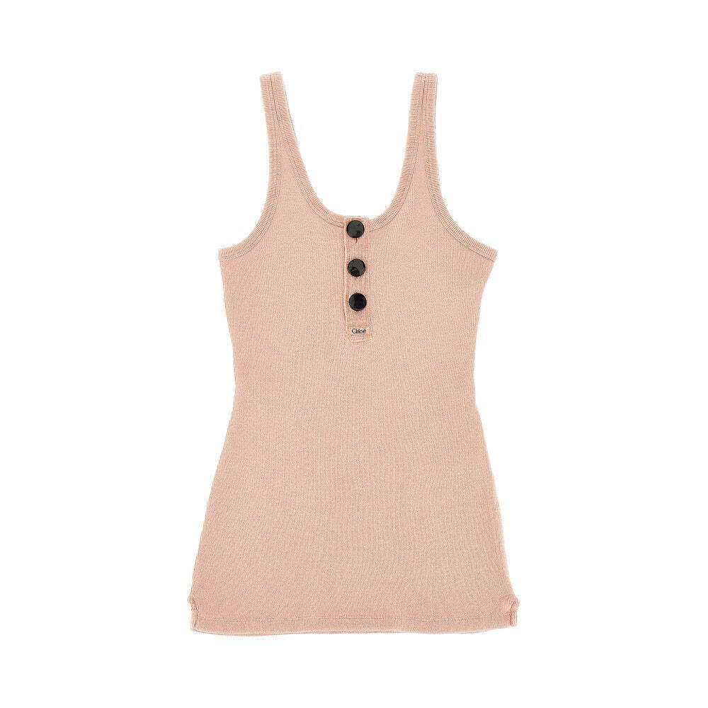 Chloe' Henley Ribbed Cotton Tank Top